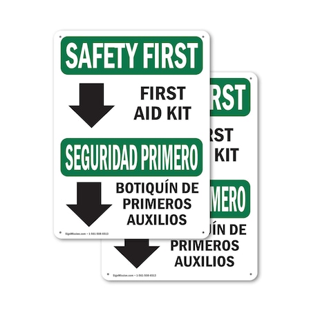 Signmission First Aid Kit Bilingual, 18 in W x Rectangle, Aluminum OS-2PACK-SF-A-1824-L-10800